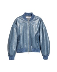 JW Anderson Pearlized Leather Bomber Jacket In Grey At Nordstrom