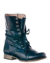 Steve Madden Troopa Leather Boots Blue Size 65