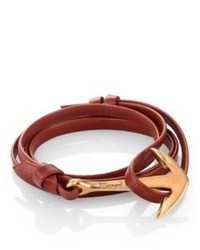 Miansai Anchor Leather Braceletmatte Goldtone