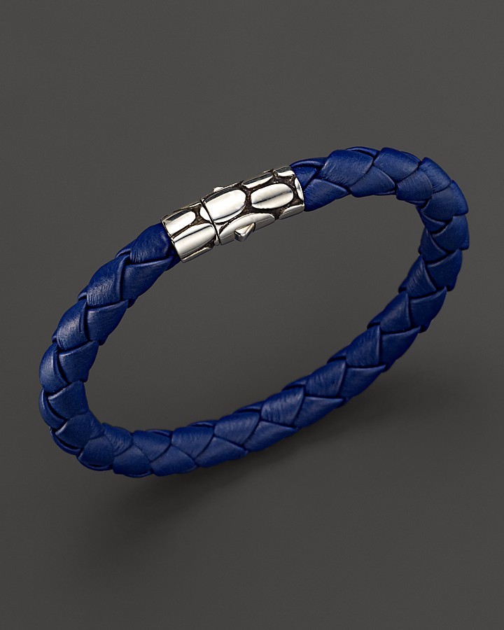 John Hardy Kali Silver Blue Woven Leather Bracelet, $295 | Bloomingdale's |  Lookastic