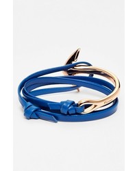 Miansai Rose Gold Half Anchor Cuff Leather Wrap Bracelet
