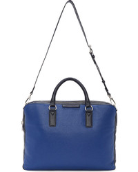 Marc by Marc Jacobs Skipper Blue Pebbled Leather Colorblock Briefcase