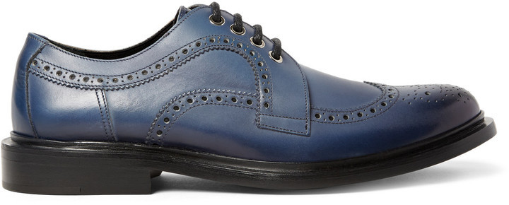 blue leather brogues