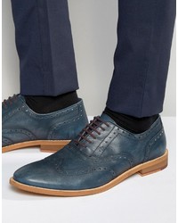 Dune Oxford Wing Tip Brogues Navy Leather