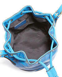 Neiman Marcus Sierra Drawstring Bucket Bag Cornflower