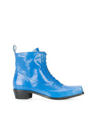 Blue Leather Casual Boots