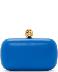 Alexander McQueen Blue Leather Skull Box Clutch