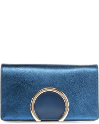 Chloé Chloe Gabrielle Metallic Clutch Bag Blue