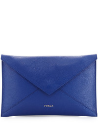 Furla Elle Leather Clutch Bag Blue Laguna