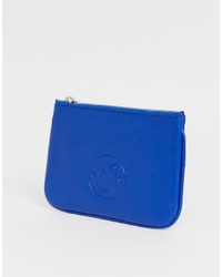 Hill & Friends Hill And Friends Happy Mini Leather Pouch In Blue