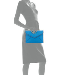 Rebecca Minkoff Leo Saffiano Envelope Clutch Bag Denim Blue