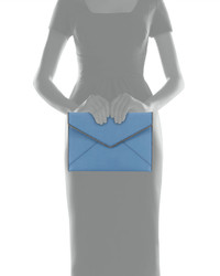 Rebecca Minkoff Leo Saffiano Envelope Clutch Bag Dusty Blue