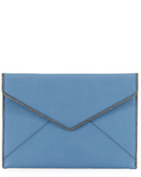 Rebecca Minkoff Leo Saffiano Envelope Clutch Bag Dusty Blue