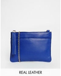 Oasis Stephanie Leather Clutch Bag Blue