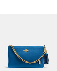 Coach Prairie Zip Wristlet In Polished Pebble Leather