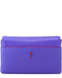 Christian Louboutin Rougissime Leather Clutch Bag W Contrast Piping Blue