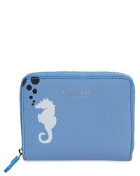 Smythson Seahorse Leather Coin Pouch Blue