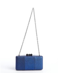 Sondra Roberts Metallic Blue Pebbled Leather Hinged Clutch