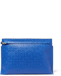 Loewe T Embossed Leather Clutch Blue