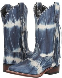 Blue Leather Cowboy Boots