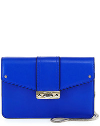 Milly Bryant Leather Flap Top Crossbody Bag Blue