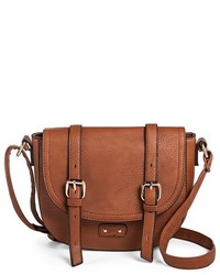 Cesca Faux Leather Saddle Crossbody With Two Buckles Detailing