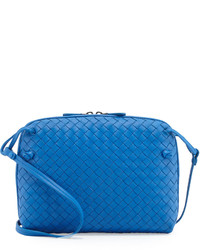 Bottega Veneta Intrecciato Small Zip Messenger Bag Cobalt