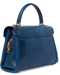 Dolce & Gabbana Lucia Medium Lizard Effect Leather Shoulder Bag Blue