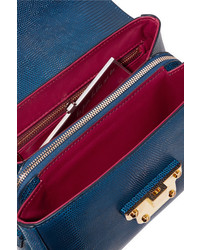 Dolce & Gabbana Lucia Medium Lizard Effect Leather Shoulder Bag Blue