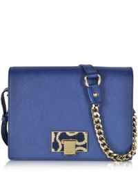 Vivienne Westwood Medium Blue Opio Saffiano Leather Flap Crossbody Bag