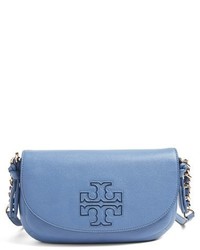 Tory Burch Mini Harper Leather Crossbody Bag Blue