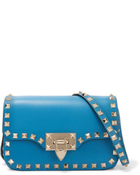 Valentino The Rockstud Leather Shoulder Bag Bright Blue