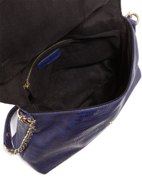 Neiman Marcus Woven Faux Leather Reptile Shoulder Bag Cobalt