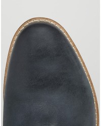 Asos Derby Shoes In Navy Leather With White Sole