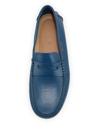 Bally Perforated Leather Driver Teal