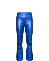 Blue Leather Flare Pants