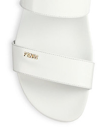 Fendi Logo Strappy Flat Patent Leather Sandals