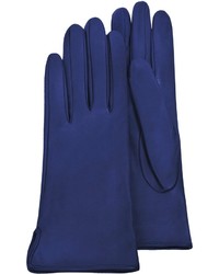Forzieri Bright Blue Calf Leather Gloves W Silk Lining