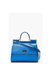 Dolce And Gabbana Royal Blue Leather Miss Sicily Small Shoulder Bag