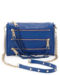 Rebecca Minkoff Five Zip Mini Crossbody Bag Metallic Blue