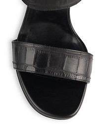 Saint Laurent Bianca Croc Stamped Leather Platform Sandals