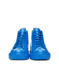 Valentino Blue Garavani Patent Vltn High Top Sneakers