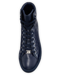 Versace Greca Embossed High Top Sneaker Navy