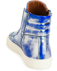 Bally Hensel Fluorescent Leather High Top Sneaker Blue