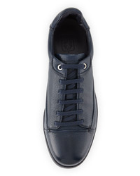 Ermenegildo Zegna Leather Low Top Sneaker Navy