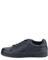 Ermenegildo Zegna Leather Low Top Sneaker Navy