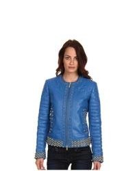 Just Cavalli S04am0080n07441 Leather Studded Jacket Jacket Blue