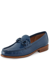 Salvatore Ferragamo Mason Patent Leather Loafer Pacific Blue