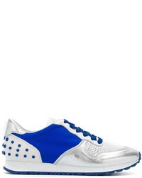 Blue Leather Low Top Sneakers