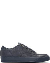 Lanvin Navy Textured Leather Sneakers